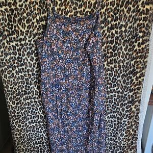 Old Navy Navy Floral Maxi Skirt with Spaghetti Straps